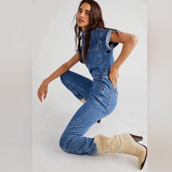 Free People Pants - Free People We The Free Marci Denim Jumpsuit in High Noon Size Small